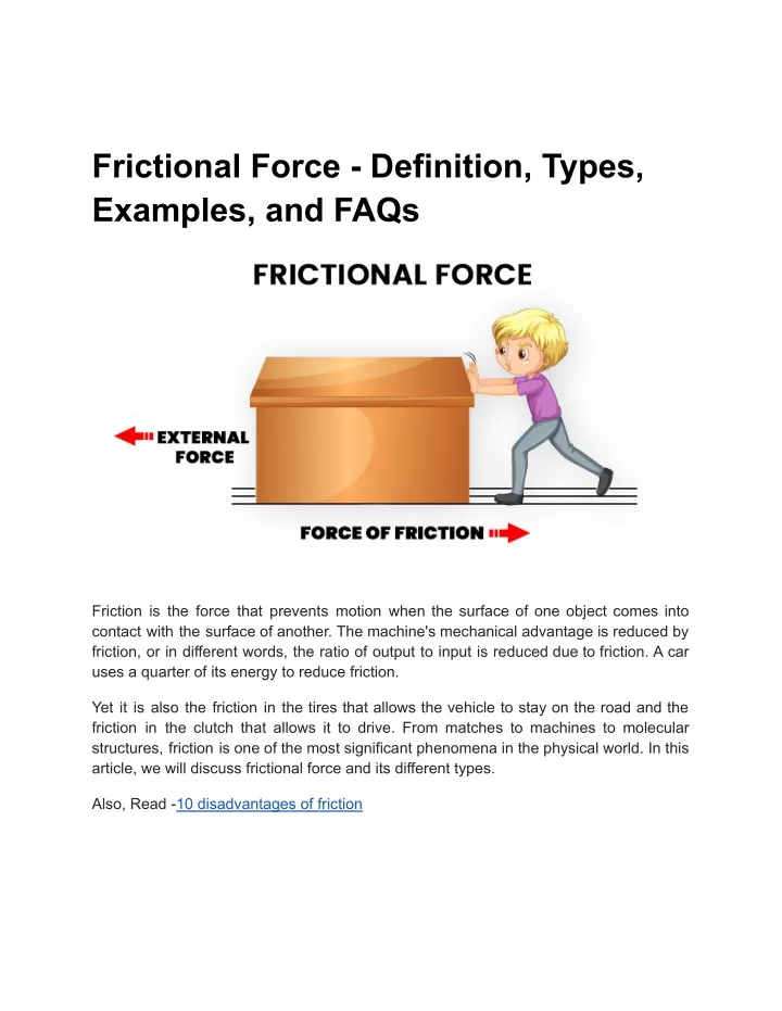 PPT - Frictional Force - Definition, Types, Examples, And FAQs ...