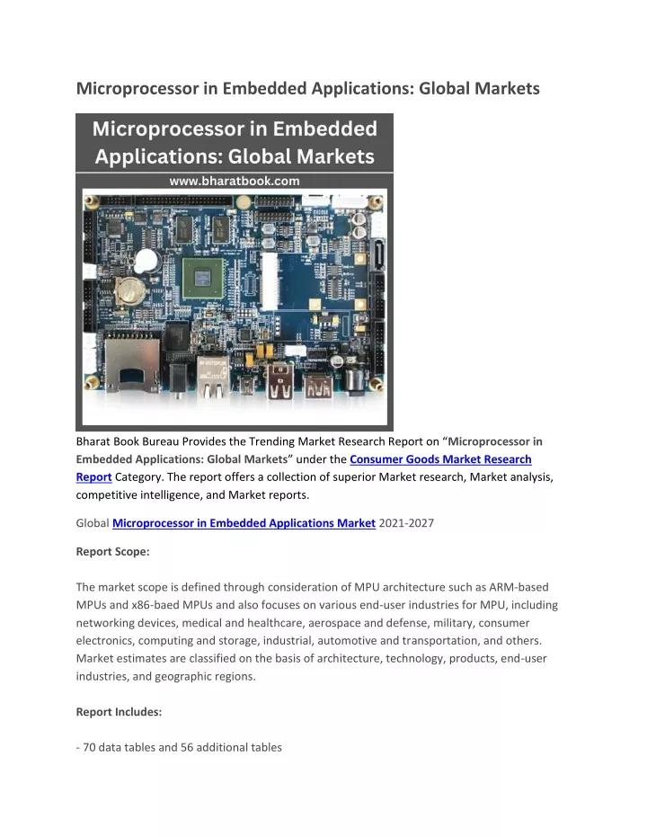 PPT Microprocessor in Embedded Applications, Global Markets