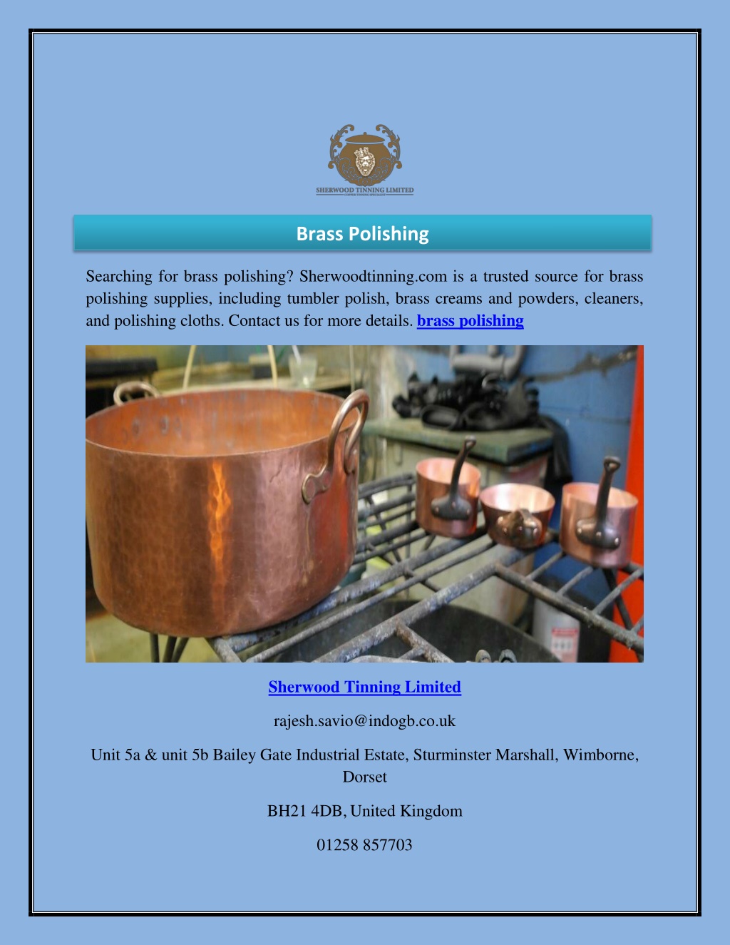 PPT Brass Polishing Sherwoodtinning PowerPoint Presentation, free
