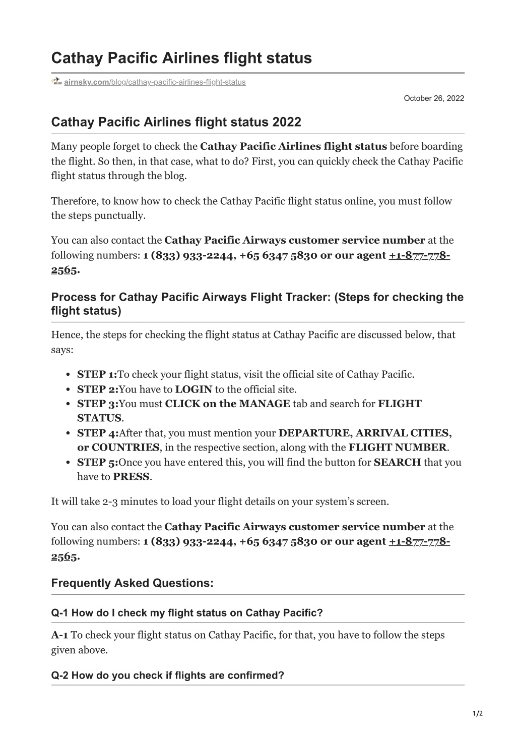 PPT - Cathay Pacific Airlines flight status PowerPoint Presentation ...