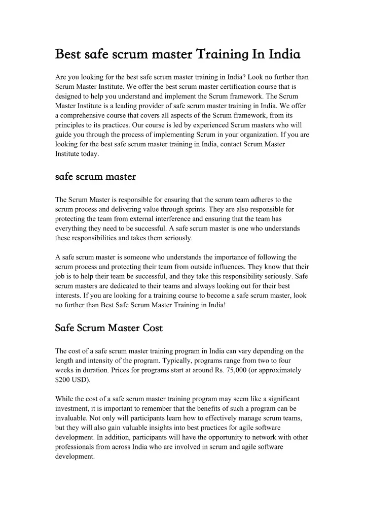 PPT Safe Scrum Master PowerPoint Presentation Free Download ID ppt-safe-scrum-master-powerpoint-presentation-free-download-id