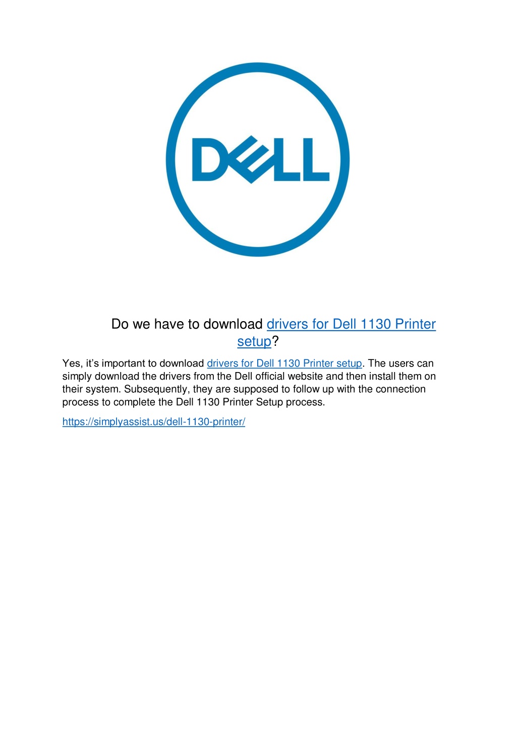 PPT Do we have to download drivers for Dell 1130 Printer setup