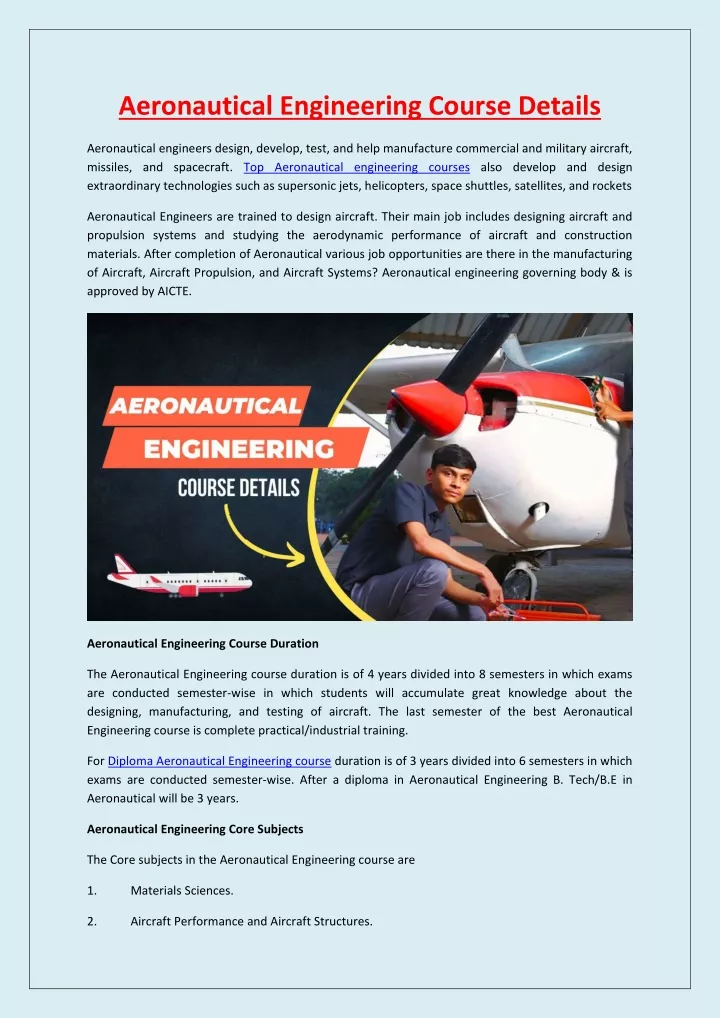 PPT - Aeronautical Engineering Course Details PowerPoint Presentation ...