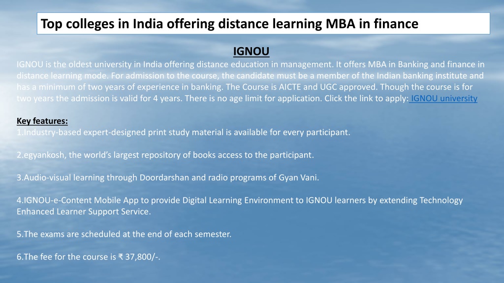 phd in finance distance learning india