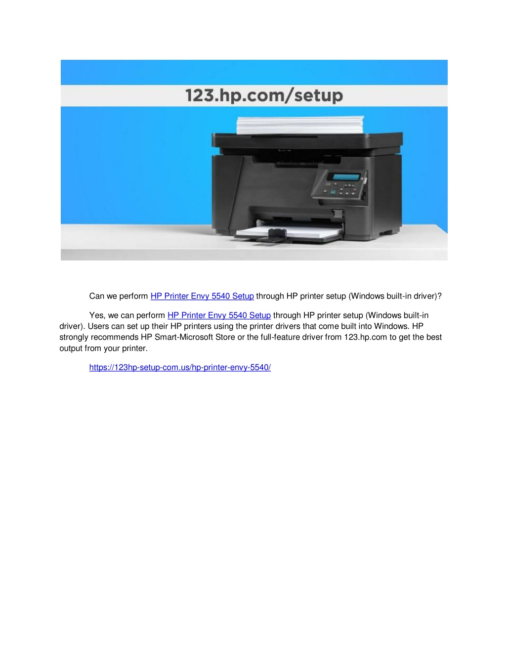PPT Can we perform HP Printer Envy 5540 Setup through HP printer setup (Windows buil