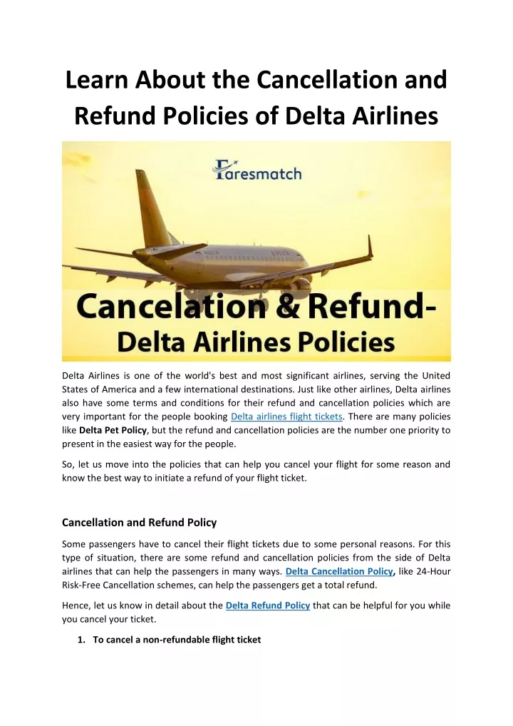 PPT - Learn About The Cancellation And Refund Policies Of Delta ...