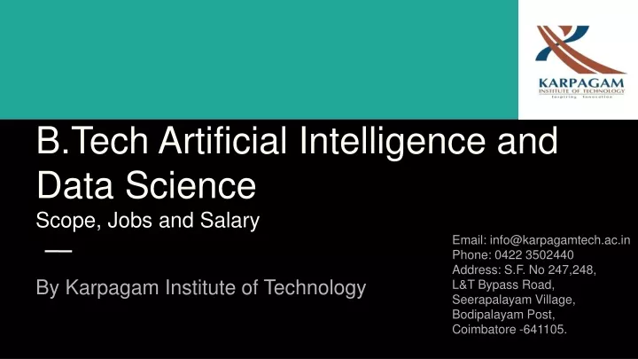 PPT - B.Tech Artificial Intelligence And Data Science - KIT PowerPoint ...