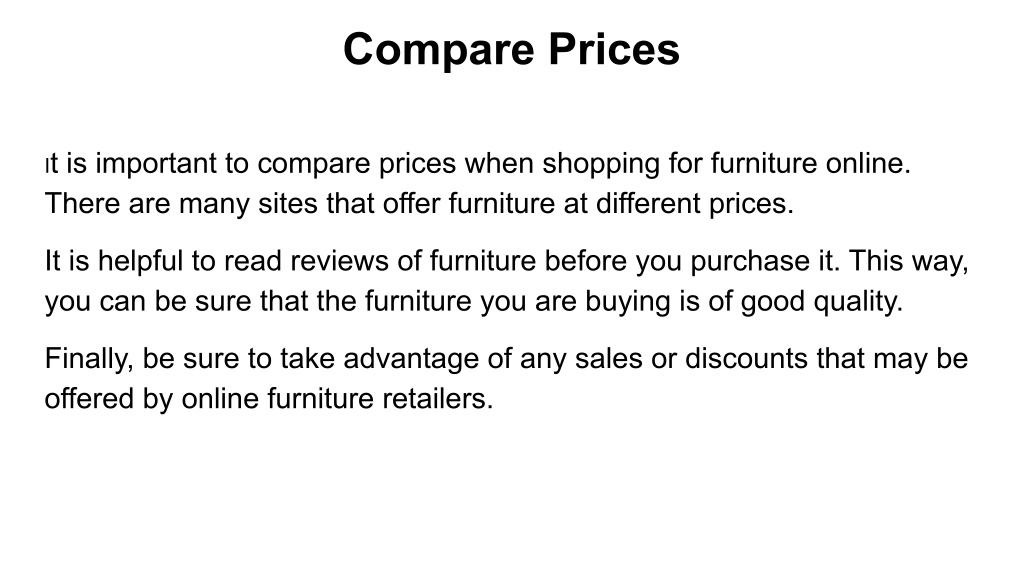 Compare Furniture Prices