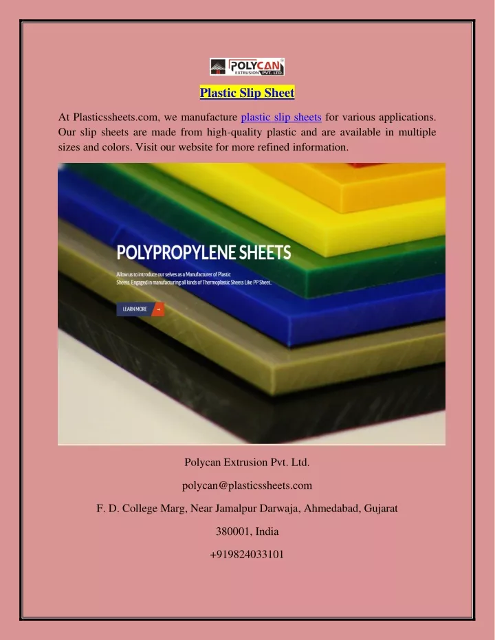 PPT - Plastic Slip Sheet Plasticssheets PowerPoint Presentation, free