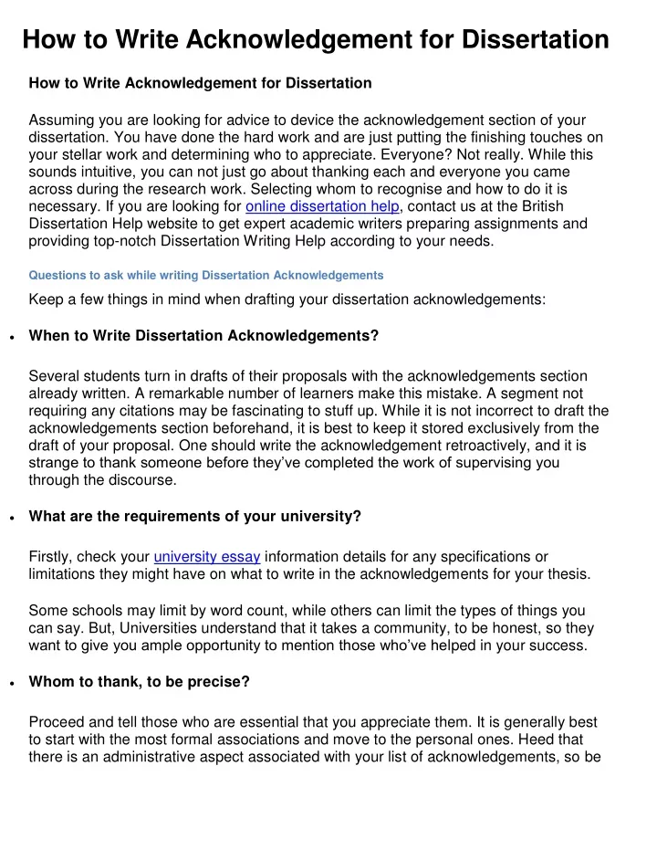 dissertation how to write acknowledgement