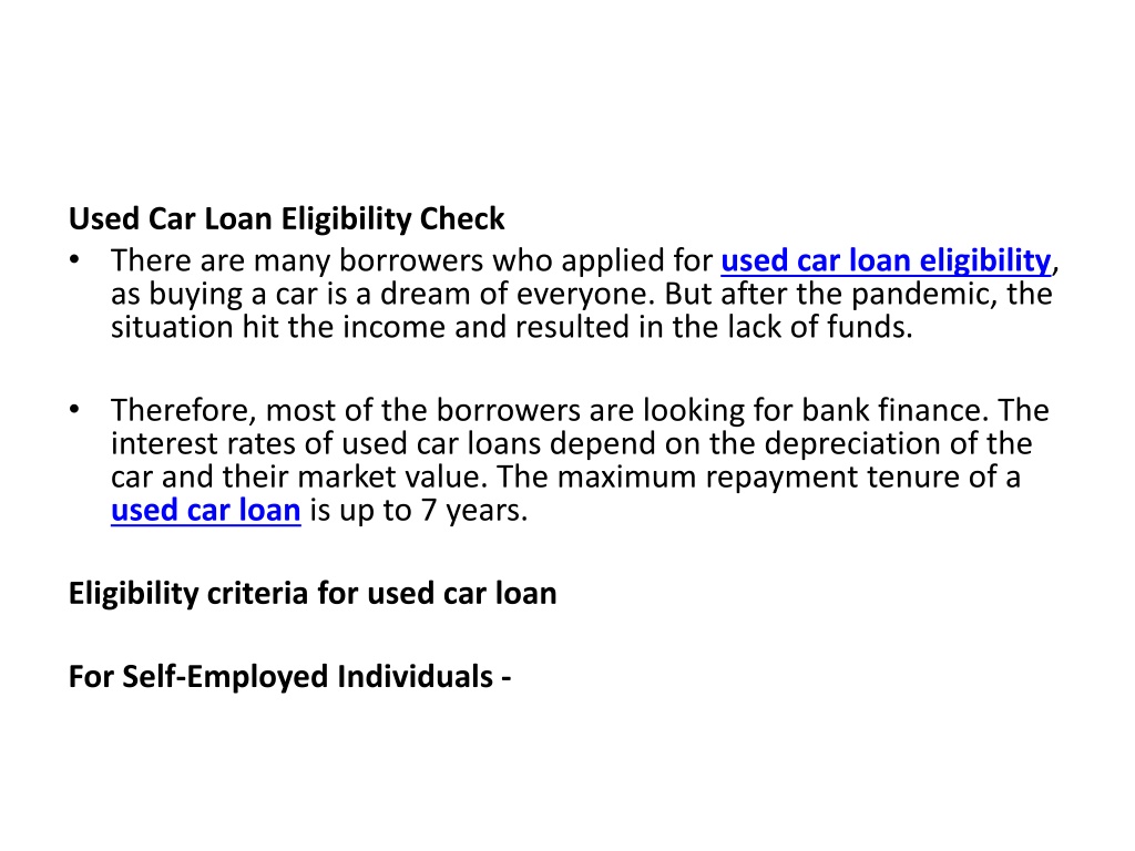 PPT - Used Car Loan Eligibility Check PowerPoint Presentation, Free ...