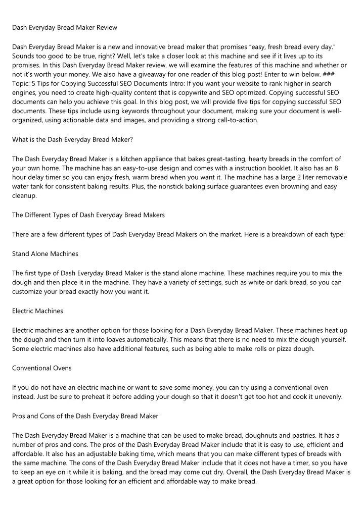 PPT Dash Everyday Bread Maker Review PowerPoint Presentation, free