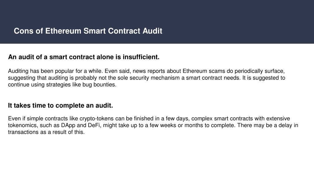 Ppt Ethereum Smart Contract Audit Pros And Cons Powerpoint Presentation Id11723791 0030