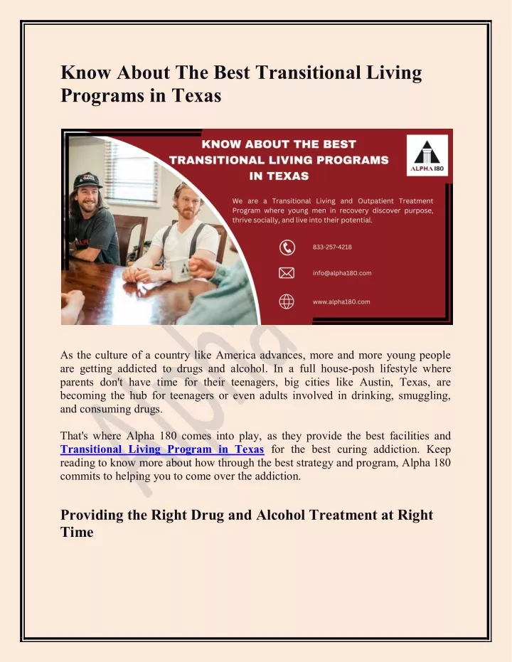 PPT - Know About The Best Transitional Living Programs in Texas ...