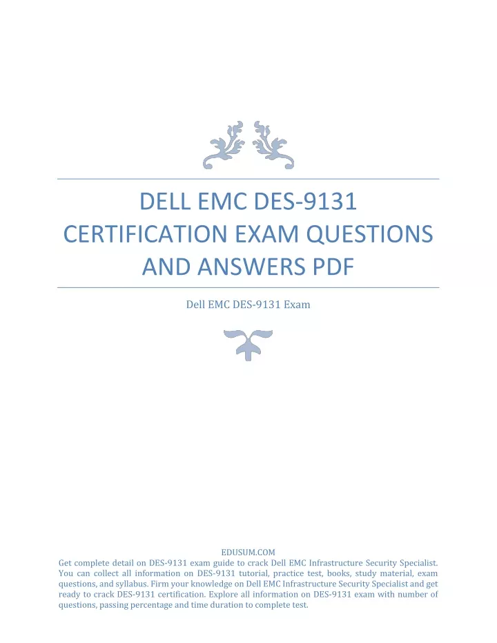 PPT - Dell EMC DES-9131 Certification Exam Questions and Answers PDF Sns-Brigh10