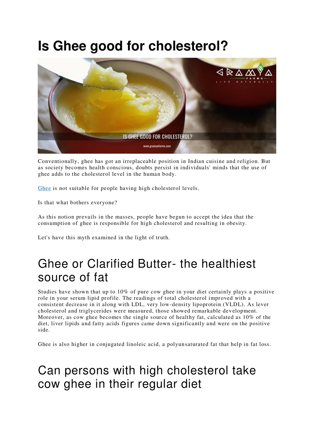 PPT Is Ghee Good For Cholesterol PowerPoint Presentation Free 