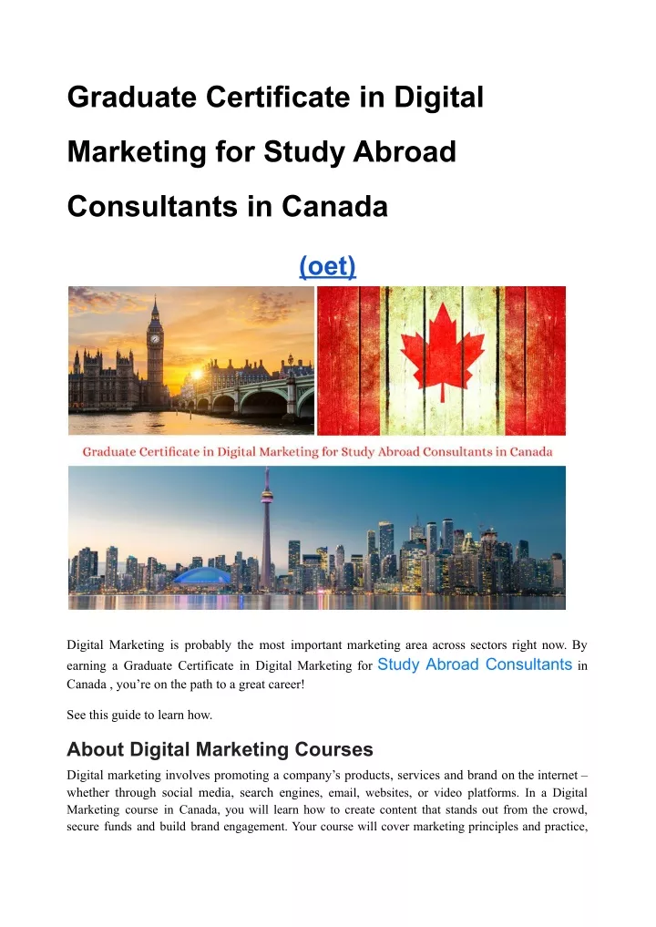 PPT - Graduate Certificate in Digital Marketing for Study Abroad ...