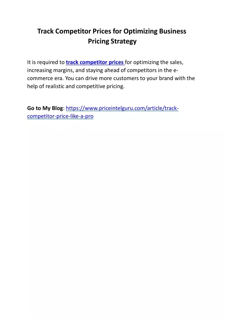 PPT Track Competitor Prices for Optimizing Business Pricing Strategy