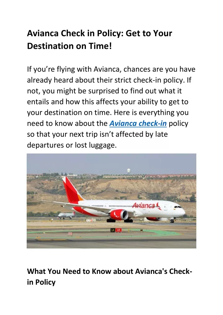 PPT - Avianca Check in Policy PowerPoint Presentation, free download ...