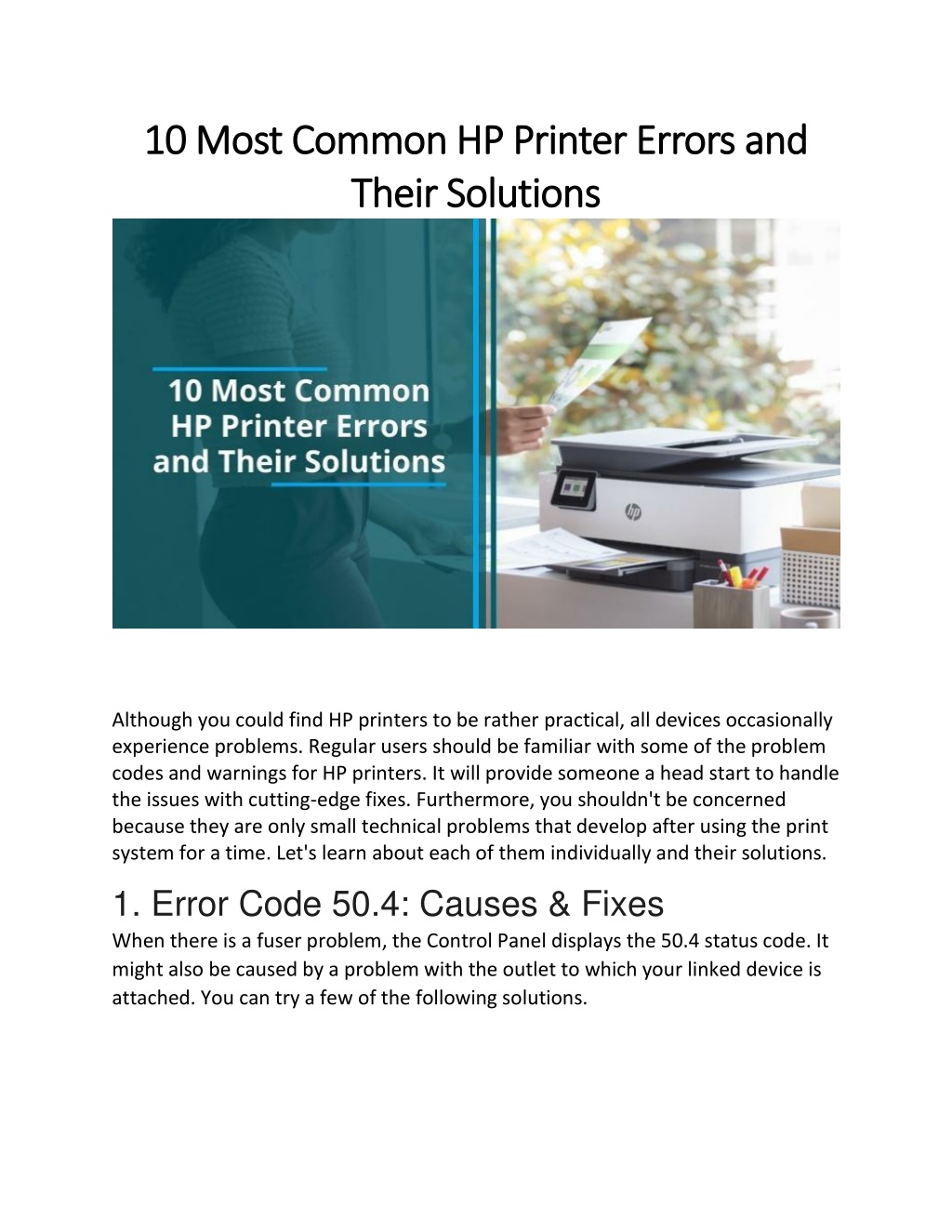 PPT 10 Most Common HP Printer Errors and Their Solutions PowerPoint Presentation ID11728520