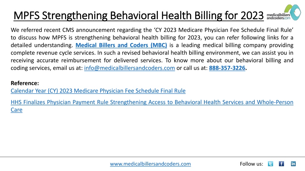 PPT - MPFS Strengthening Behavioral Health Billing for 2023 PowerPoint ...