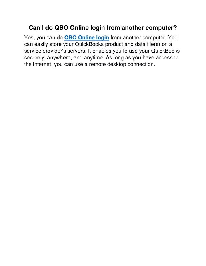 PPT Can I do QBO Online login from another computer PowerPoint