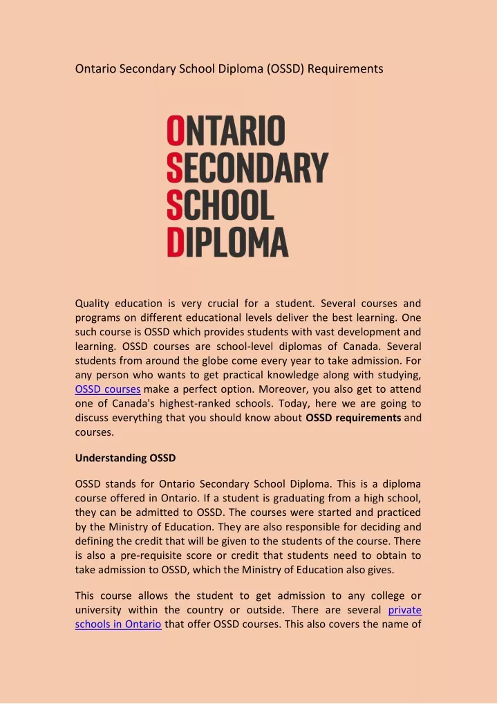 PPT Ontario Secondary School Diploma Requirements PowerPoint 