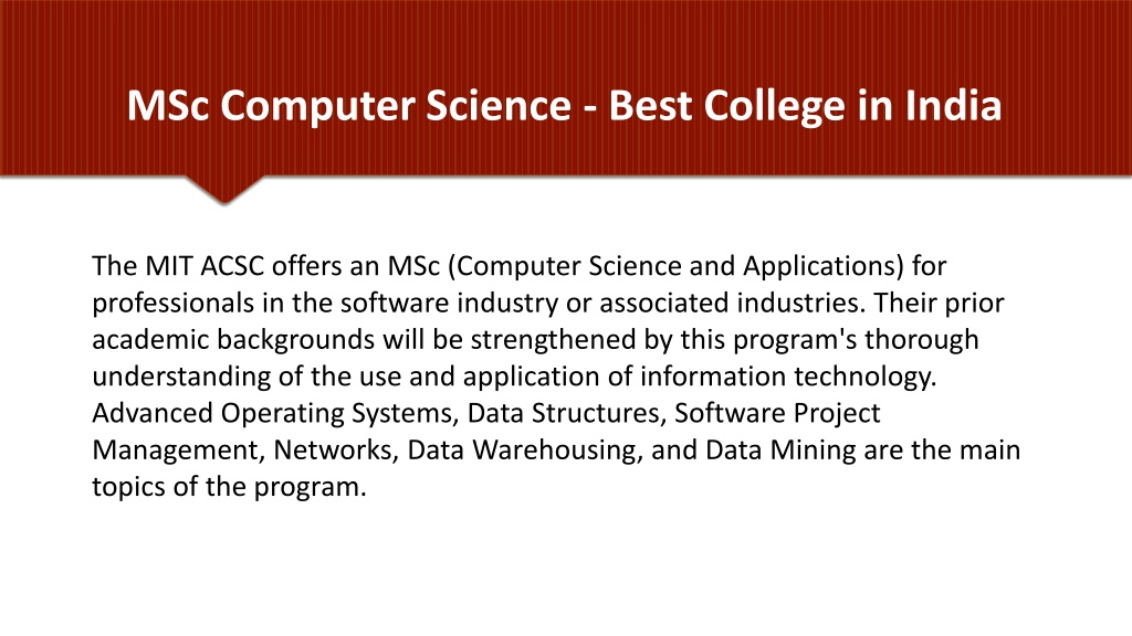 PPT - Top MSc Computer Science Colleges In India PowerPoint ...