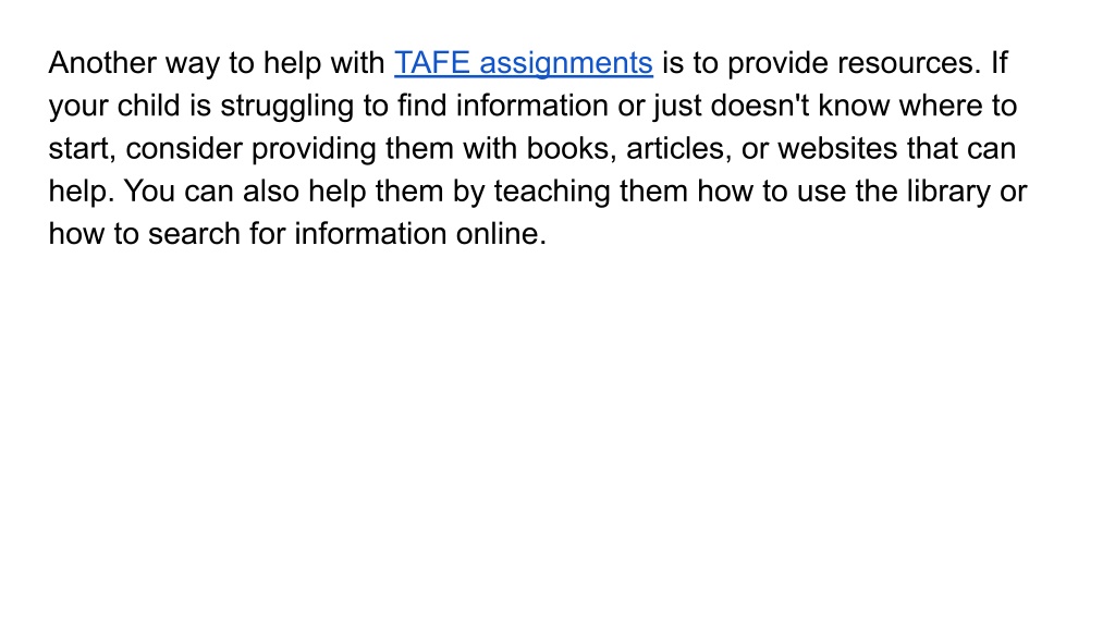 help with tafe assignments