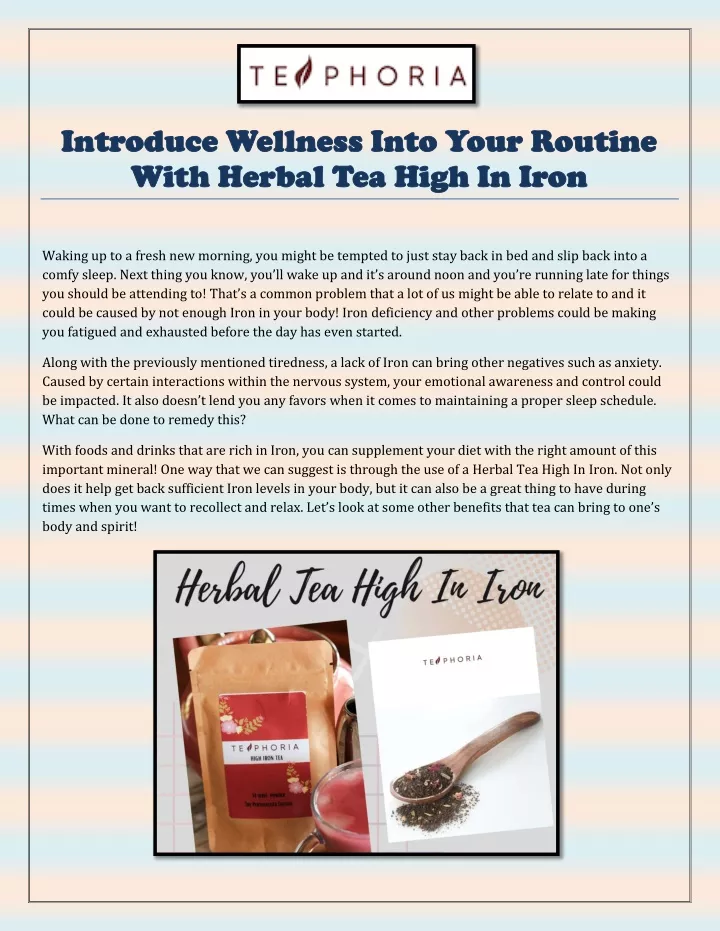 PPT Introduce Wellness Into Your Routine With Herbal Tea High In Iron