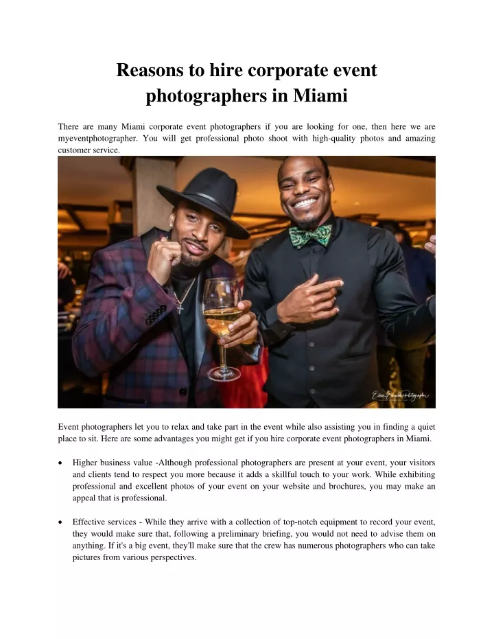 Ppt Corporate Event Photographers In Miami Powerpoint Presentation