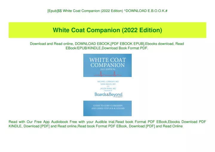 PPT [Epub] White Coat Companion (2022 Edition) ^DOWNLOAD E.B.O.O.K
