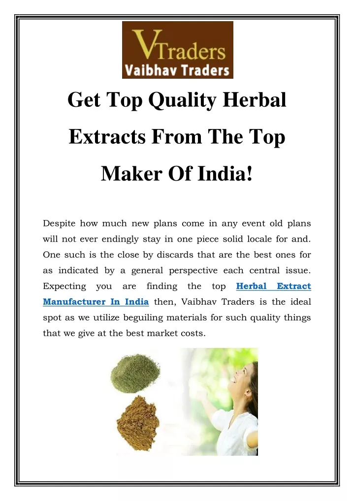 PPT Herbal Extract Manufacturer In India Call9811082269 PowerPoint