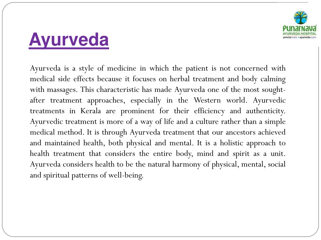 PPT Ayurvedic hospitals in Ernakulam Punarnava Ayurveda PowerPoint