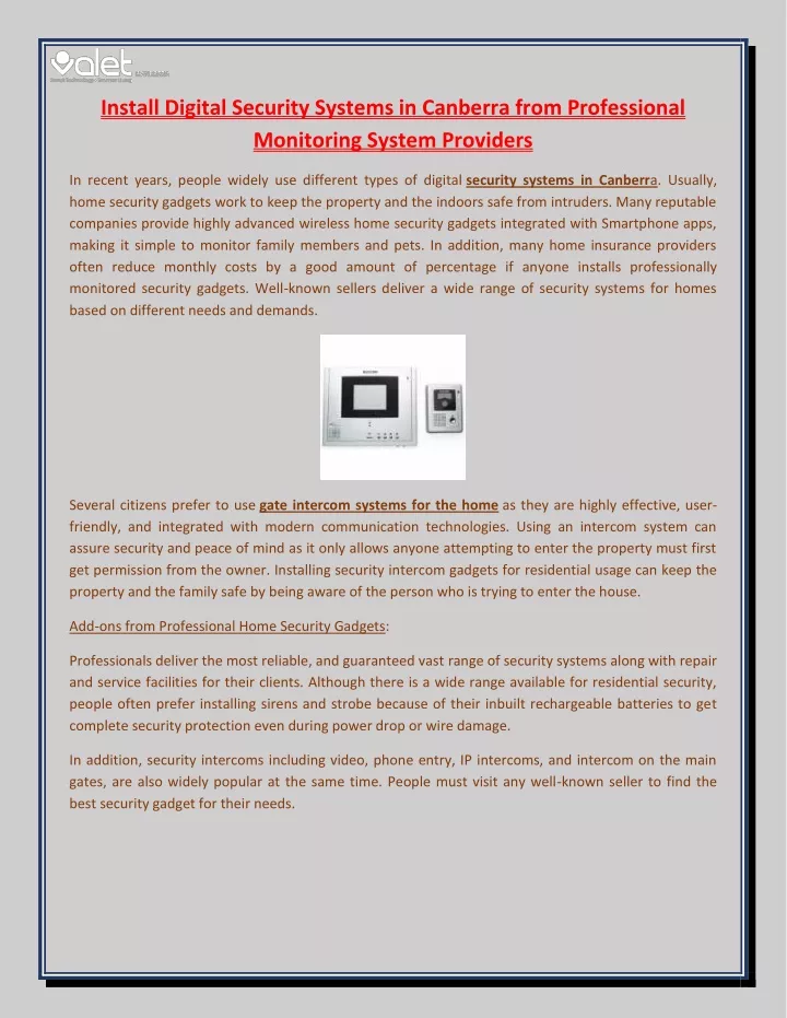 PPT Install Digital Security Systems in Canberra from Professional