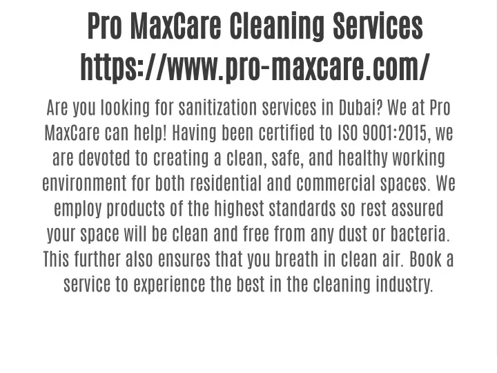 PPT Pro MaxCare Cleaning Services PowerPoint Presentation, free