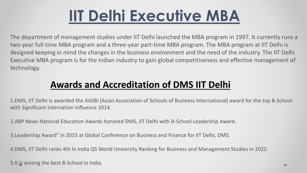 PPT - IIT Delhi Executive MBA PowerPoint Presentation, Free Download ...