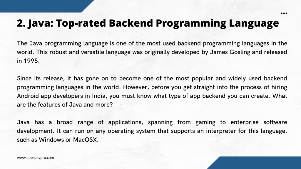 Ppt Top Backend Programming Languages For Android Apps Powerpoint