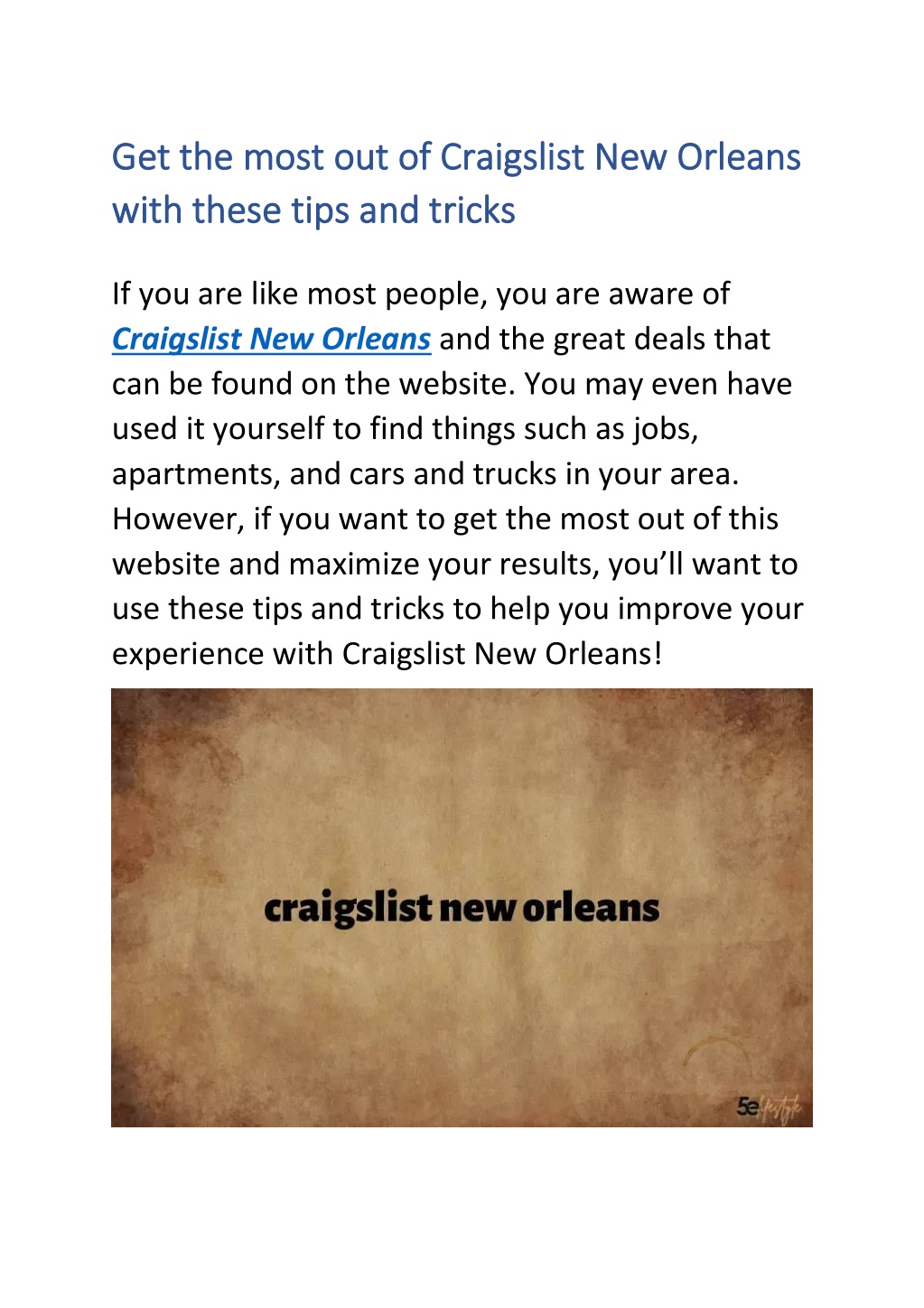 PPT Get the most out of Craigslist New Orleans with these tips and