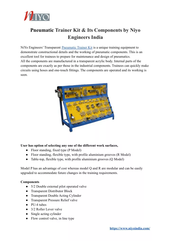 pneumatic trainer kit presentation