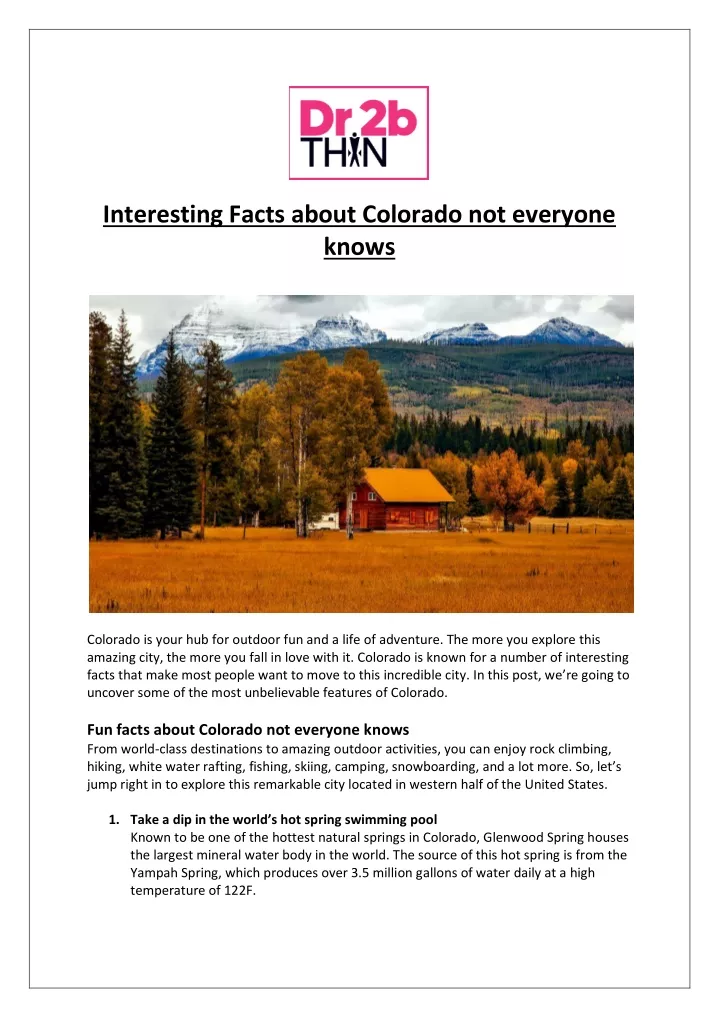 PPT Dr2bThin Interesting Facts About Colorado Not Everyone Knows   Interesting Facts About Colorado Not Everyone N 