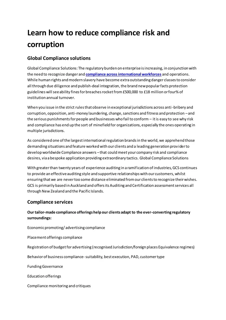 PPT - Learn how to reduce compliance risk and corruption PowerPoint ...