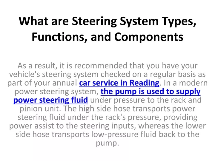 PPT What are Steering System Types, Functions, and Components