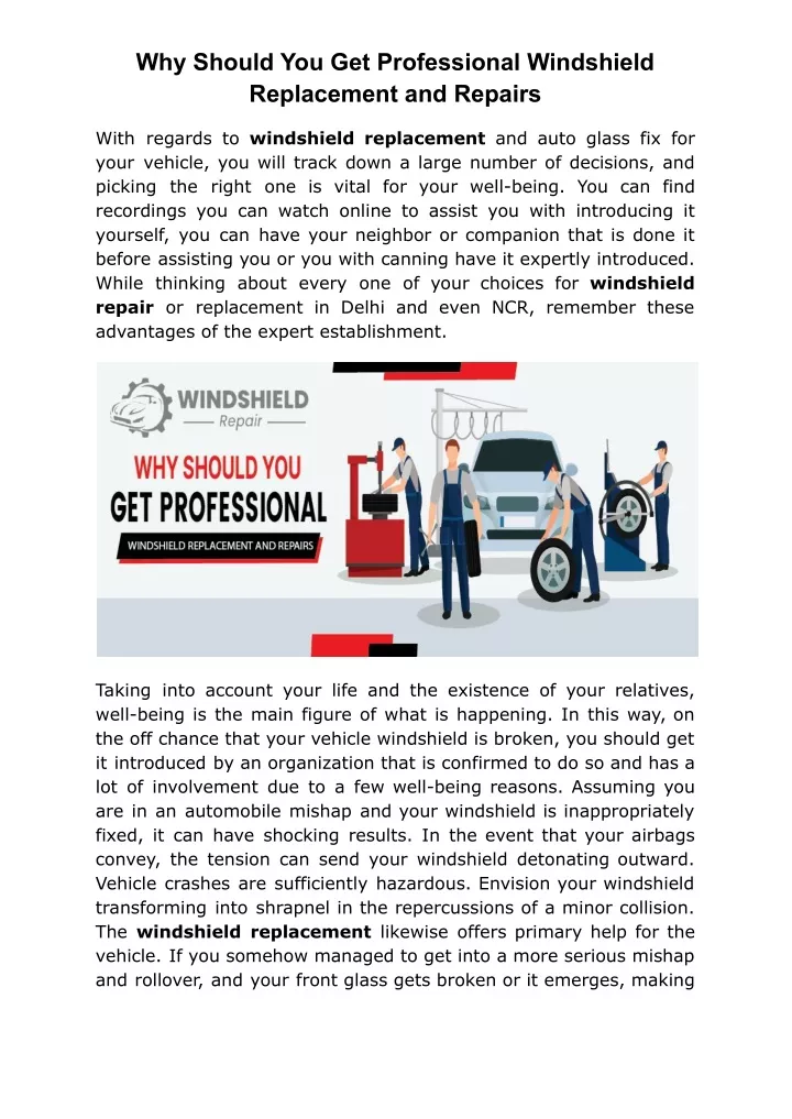 PPT Why Should You Get Professional Windshield Replacement and