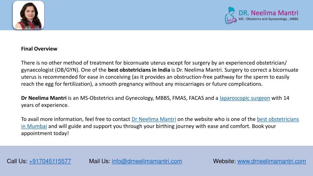 Ppt Bicornuate Uterus Symptoms Effects On Pregnancy Dr Neelima Mantri Powerpoint 