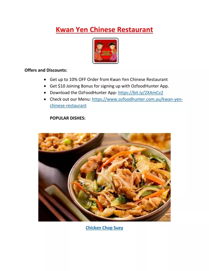 PPT - Up to 10% off - Kwan Yen Chinese Restaurant menu PowerPoint ...