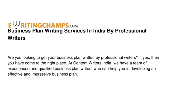 business plan writing services india