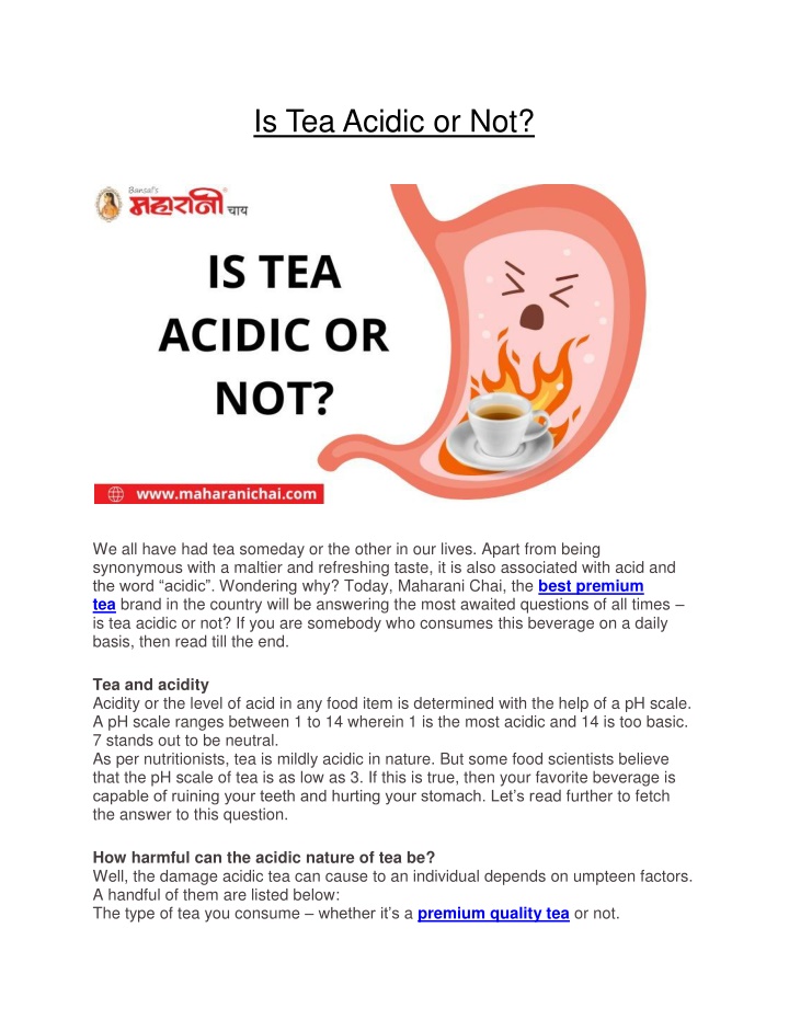PPT Is Tea Acidic or Not PowerPoint Presentation, free download ID