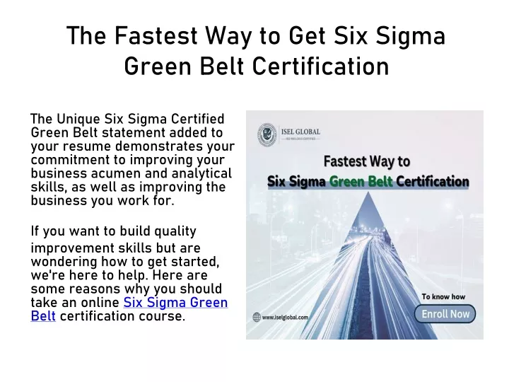 green belt powerpoint presentation