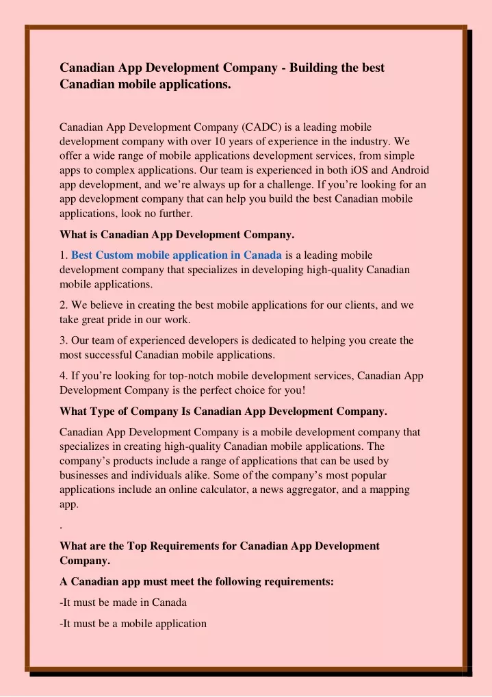 PPT Canadian App Development Company Building The Best Canadian ppt-canadian-app-development-company-building-the-best-canadian